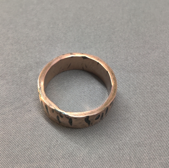 Copper Ring Size 10.25 Band Minimal Texture Hammered Solid Handcrafted Made USA - Picture 4 of 7